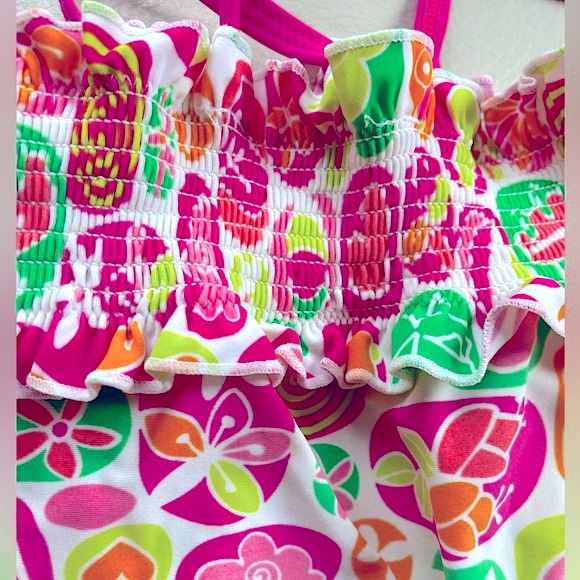 4/$20💥18M Strappy Flared Summer Tank Top, Smocked Ruffle Top, Bright Print - Picture 4 of 6